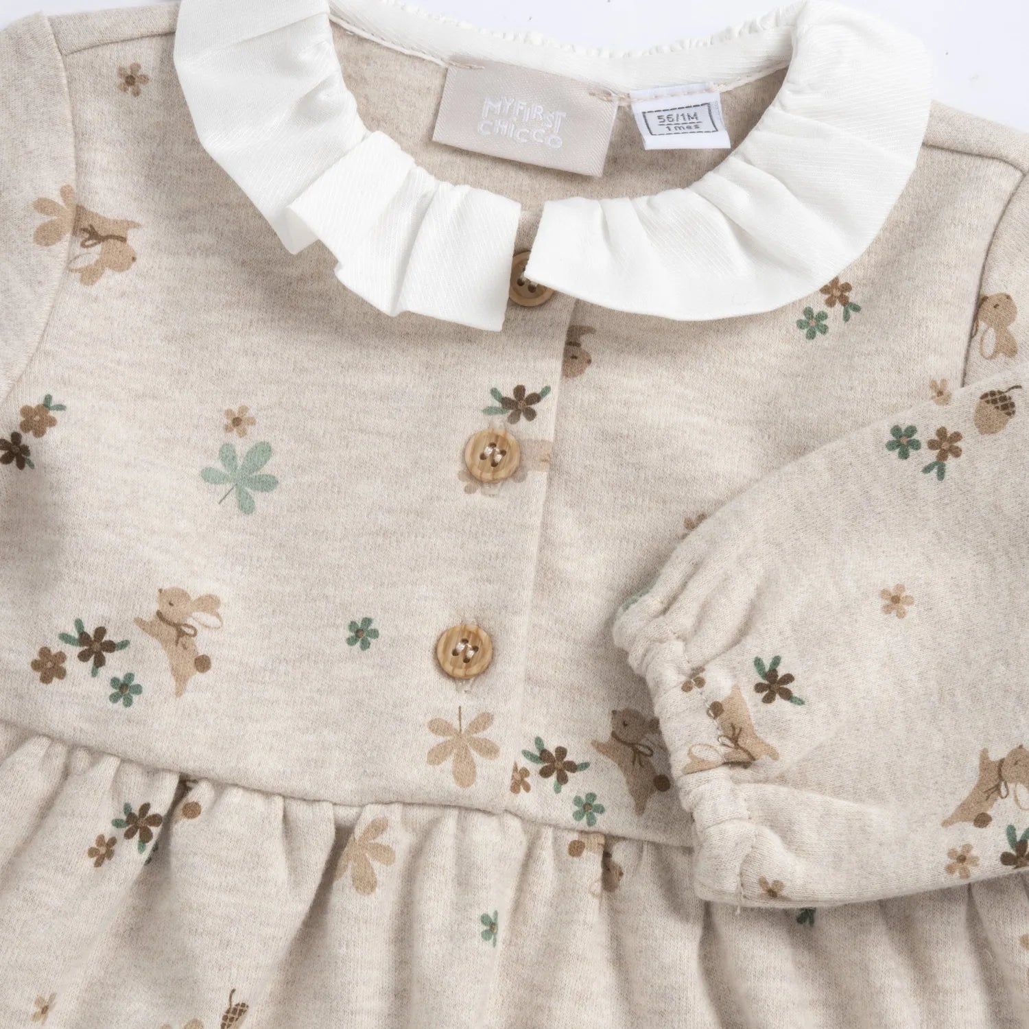 Girls Beige Printed A-Line Dress