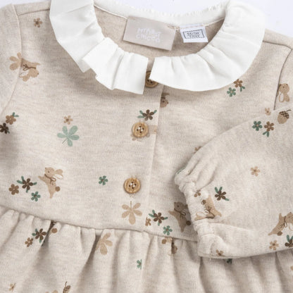 Girls Beige Printed A-Line Dress