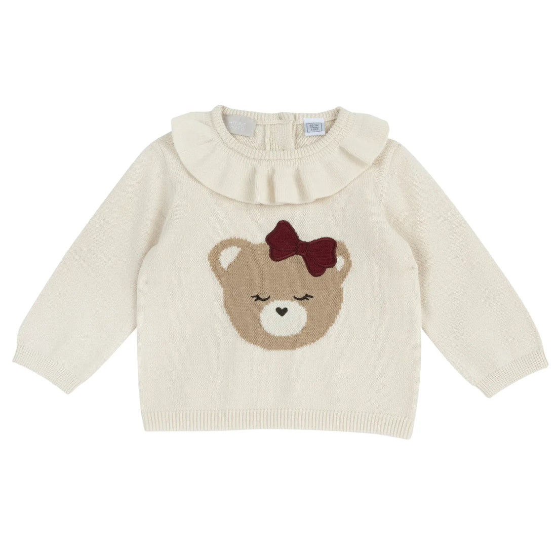 Girls Beige Printed Cotton Tricot Pullover