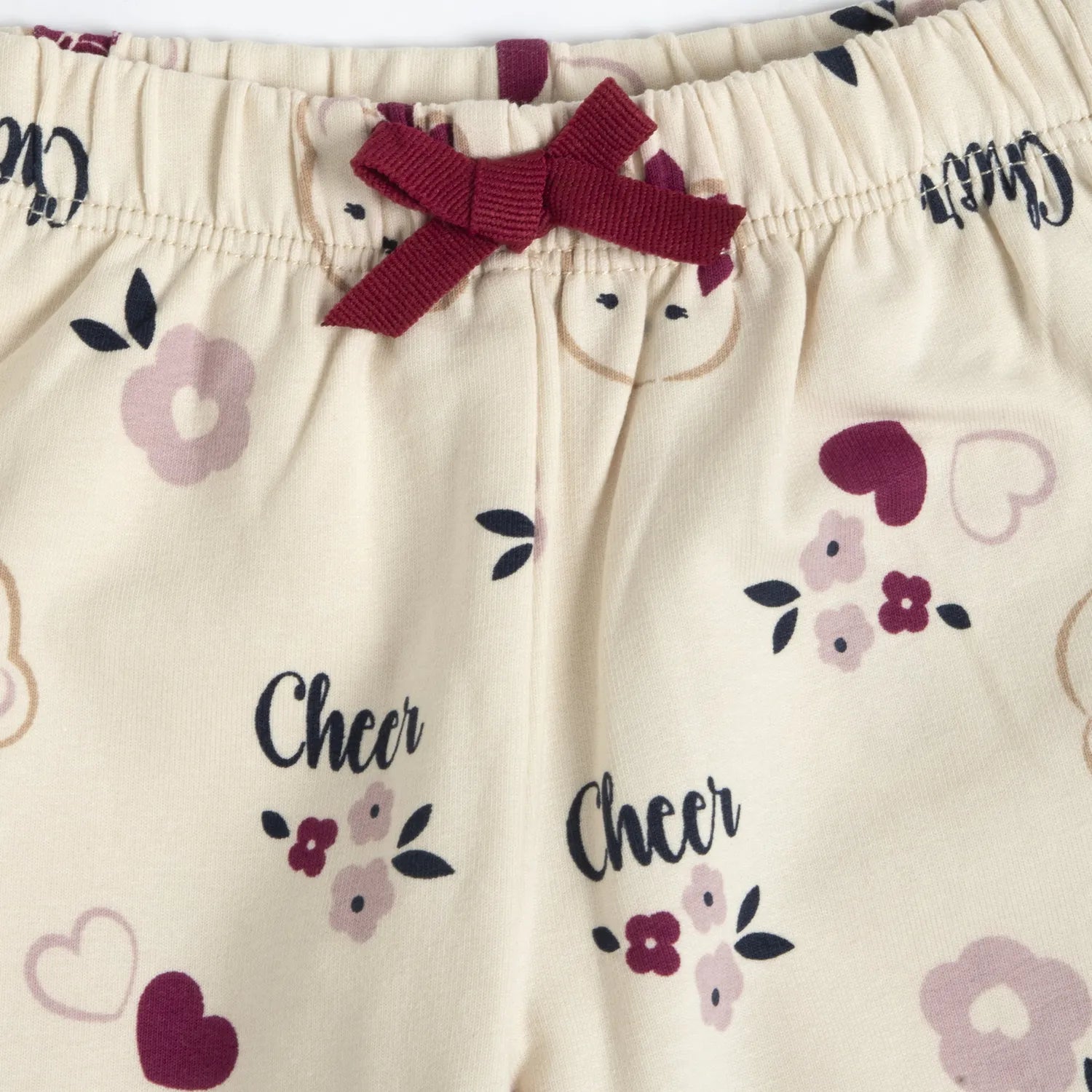 Girls Beige Printed Terry Joggers