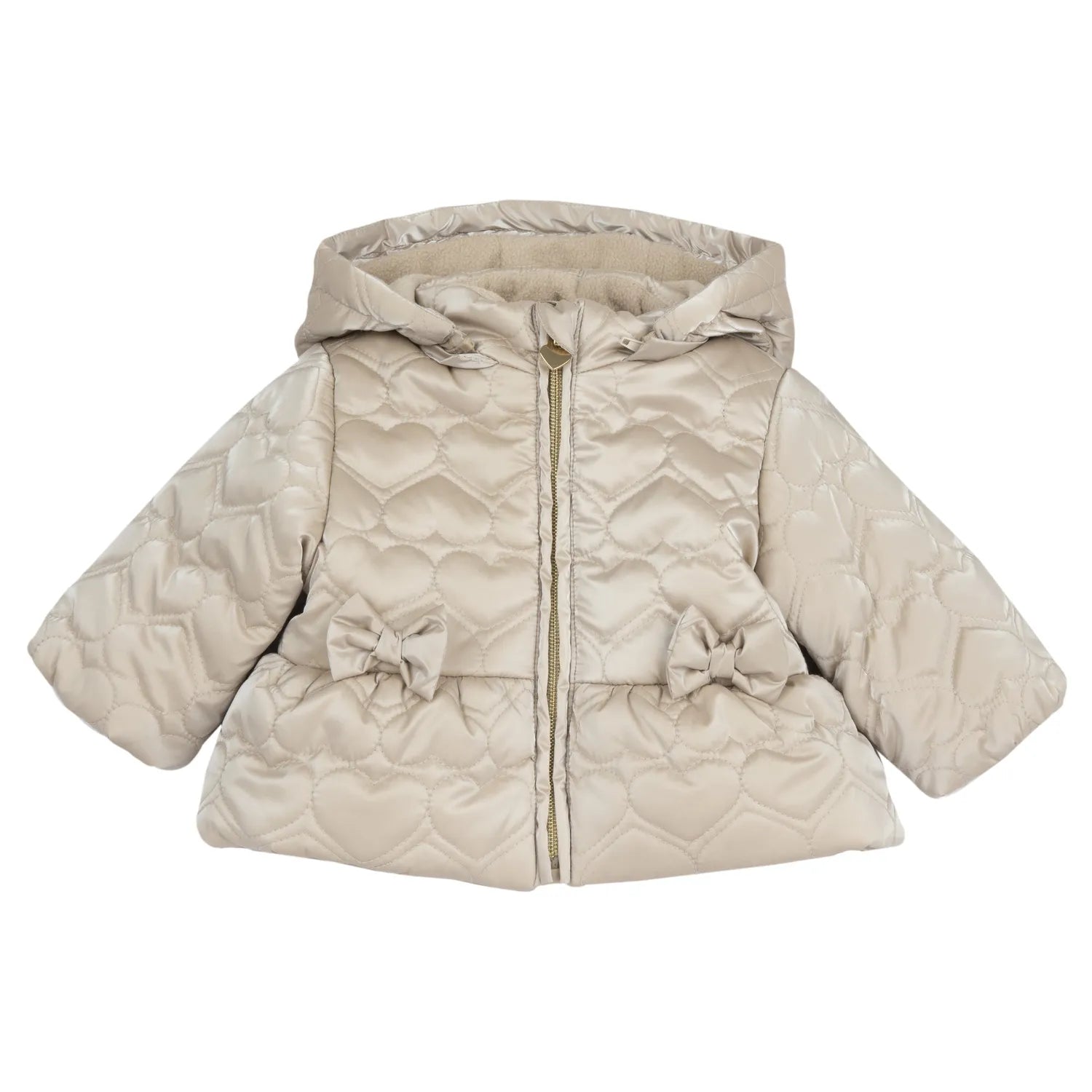 Girls Beige Self Design Polyester Jacket