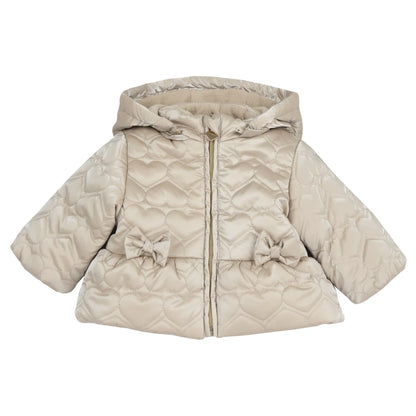 Girls Beige Self Design Polyester Jacket