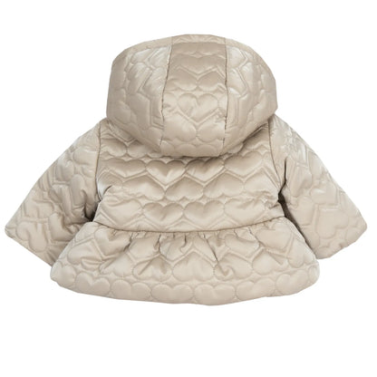 Girls Beige Self Design Polyester Jacket