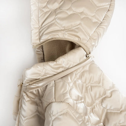 Girls Beige Self Design Polyester Jacket