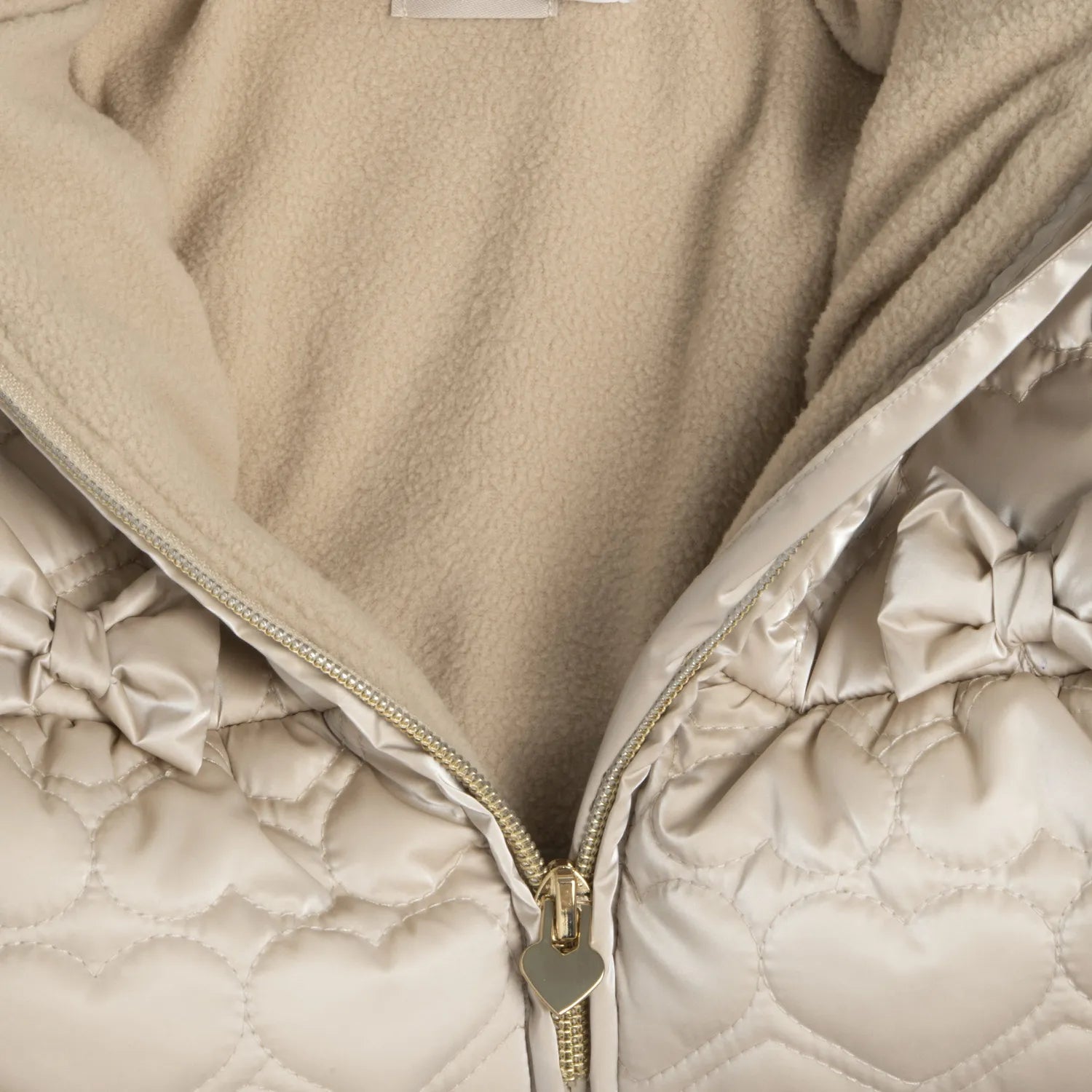 Girls Beige Self Design Polyester Jacket
