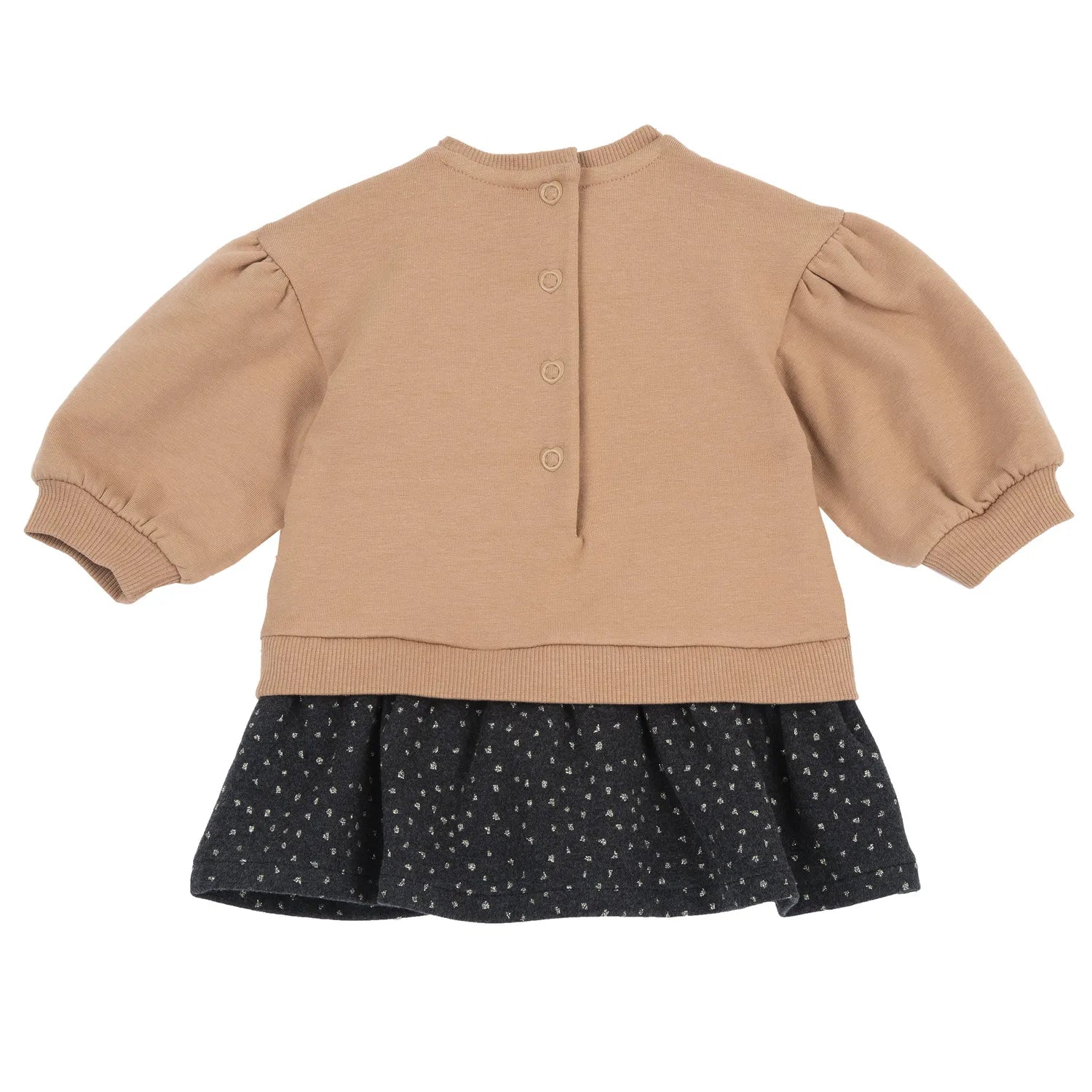 Girls Brown Applique Long Sleeve Dress