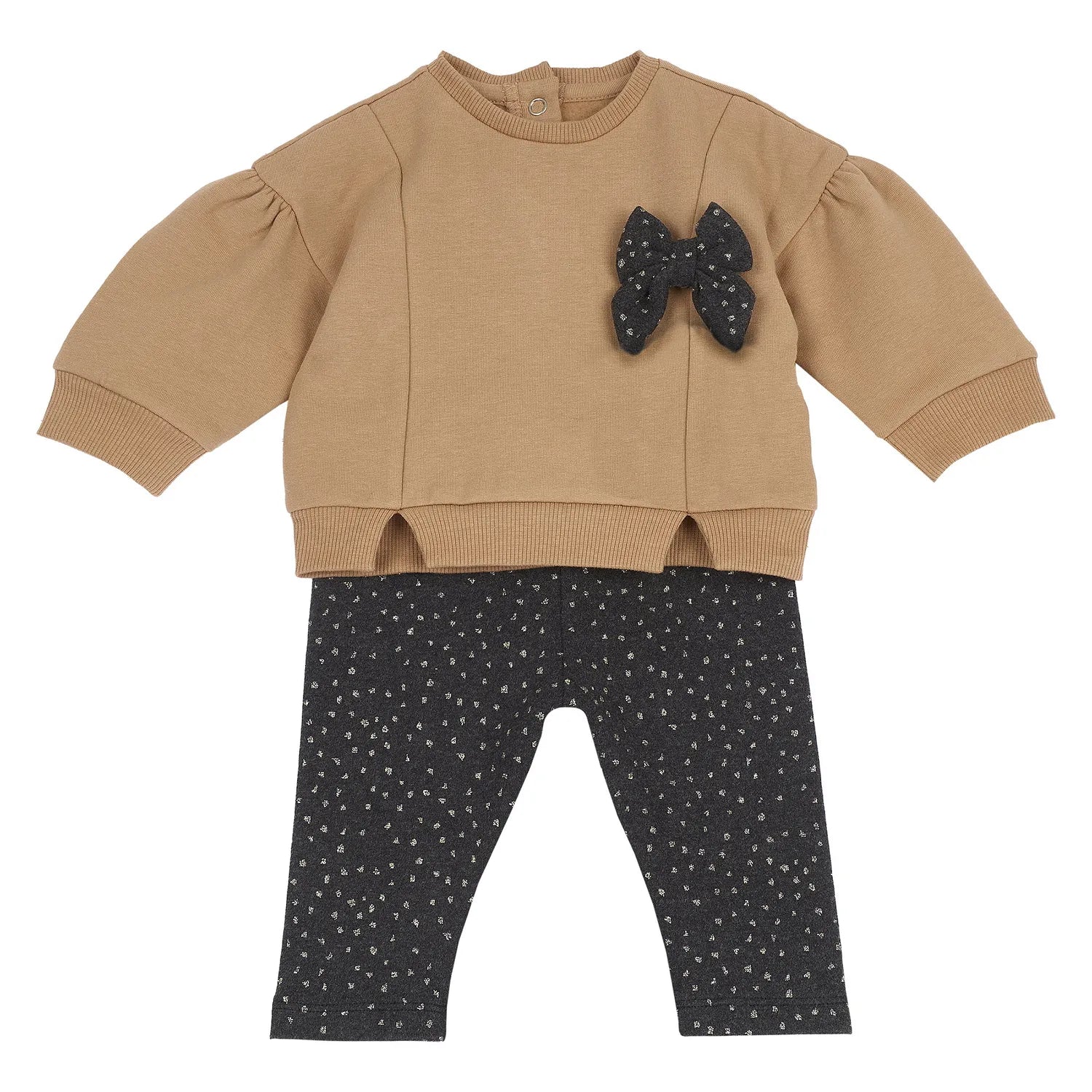 Girls Brown Embellished Sweatshirt with Leggings