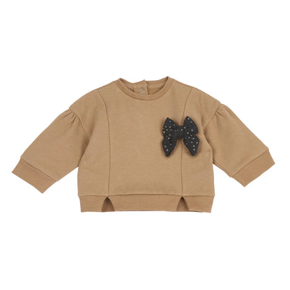 Girls Brown Embellished Sweatshirt with Leggings