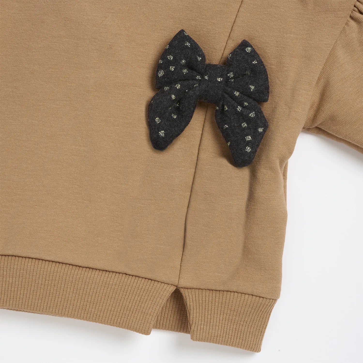Girls Brown Embellished Sweatshirt with Leggings