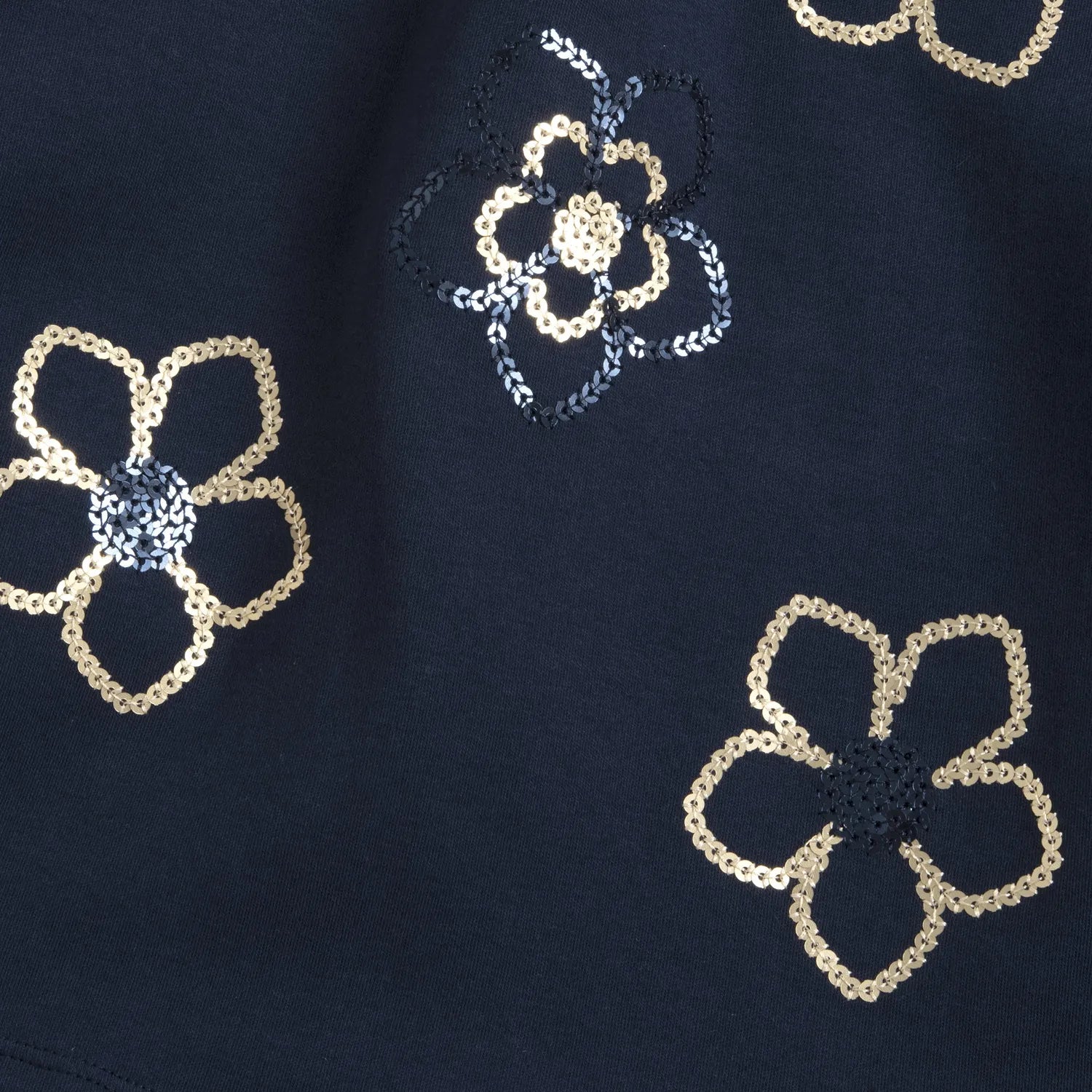 Girls Dark Blue Embellished Long Sleeve Dress