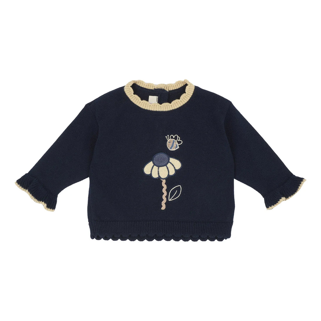Girls Dark Blue Embroidered Pullover