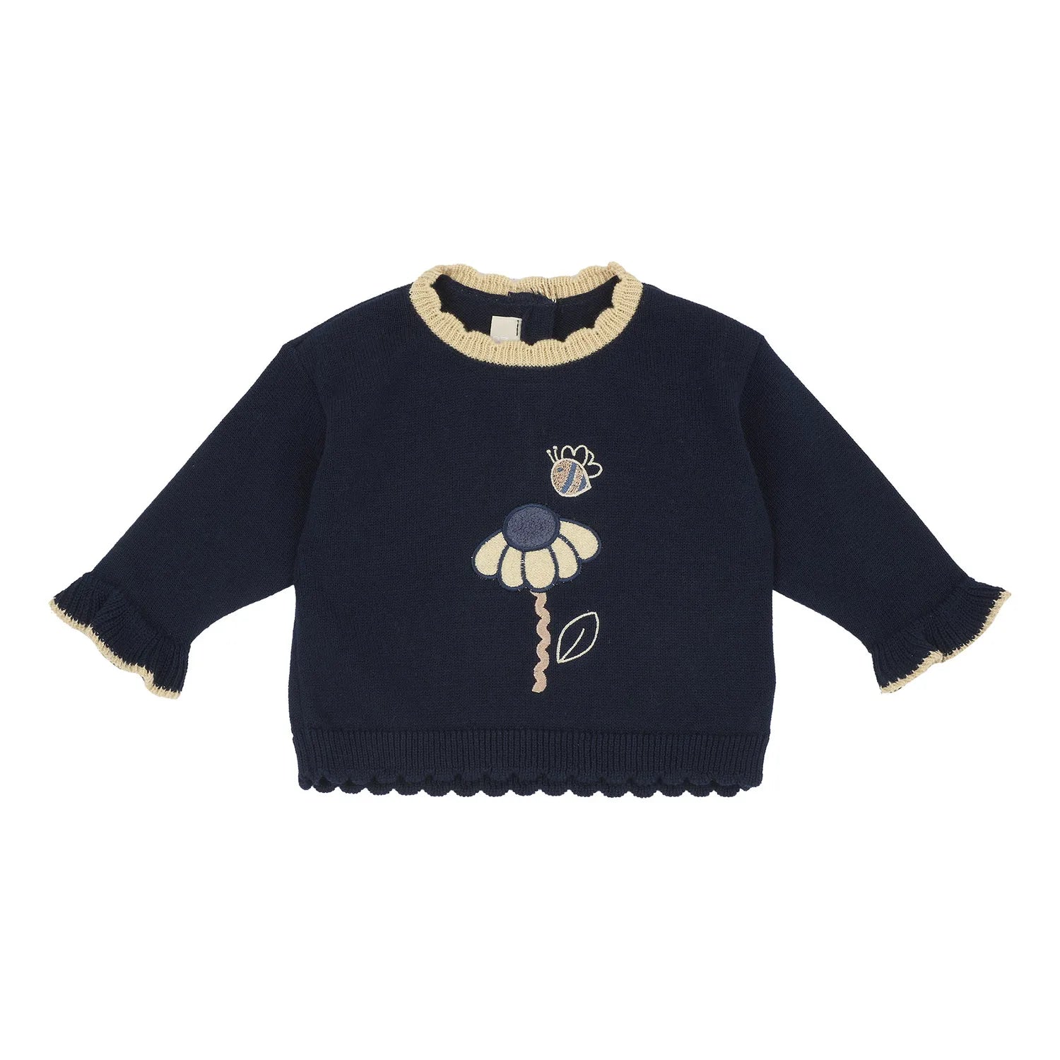 Girls Dark Blue Embroidered Pullover