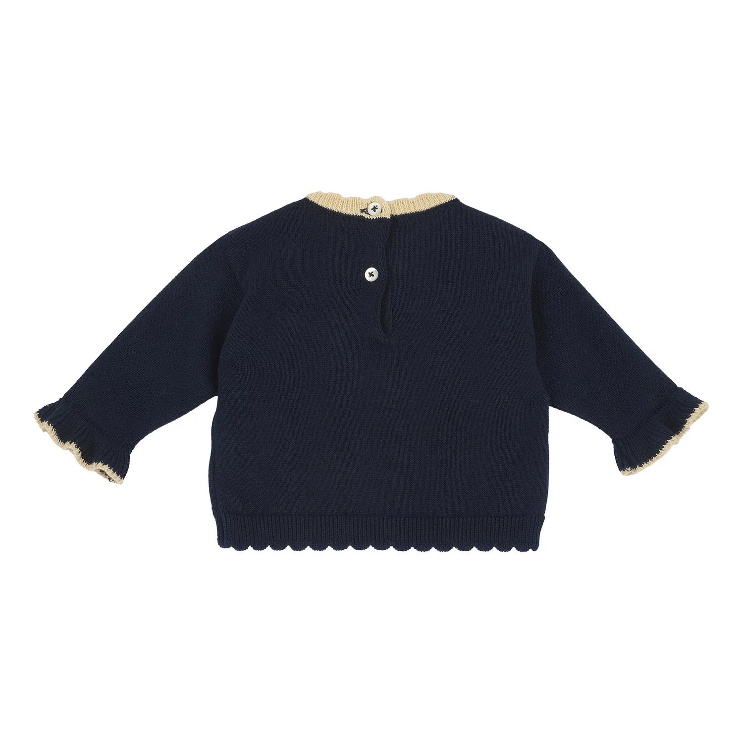 Girls Dark Blue Embroidered Pullover