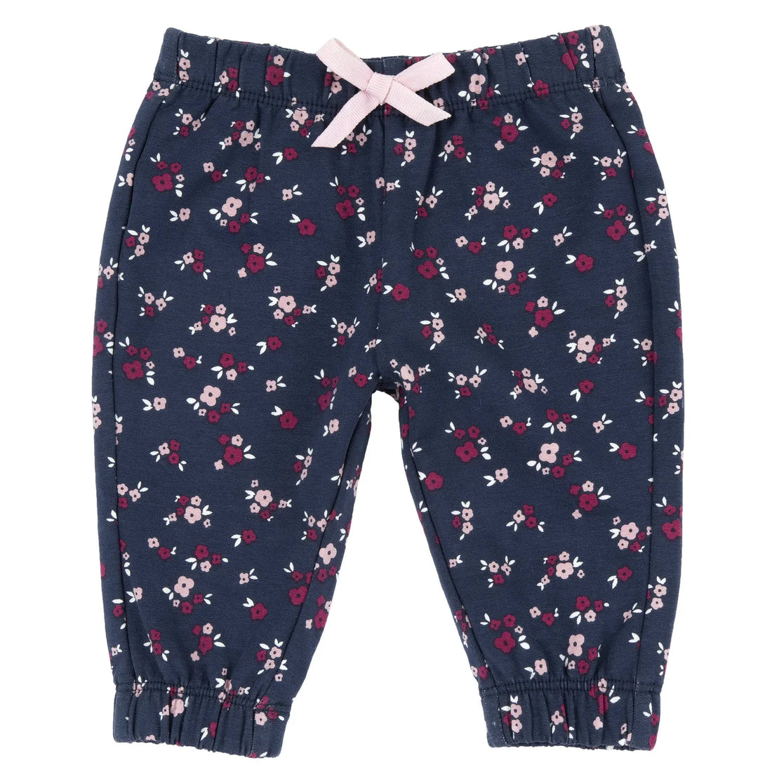 Girls Dark Blue Floral Printed Joggers