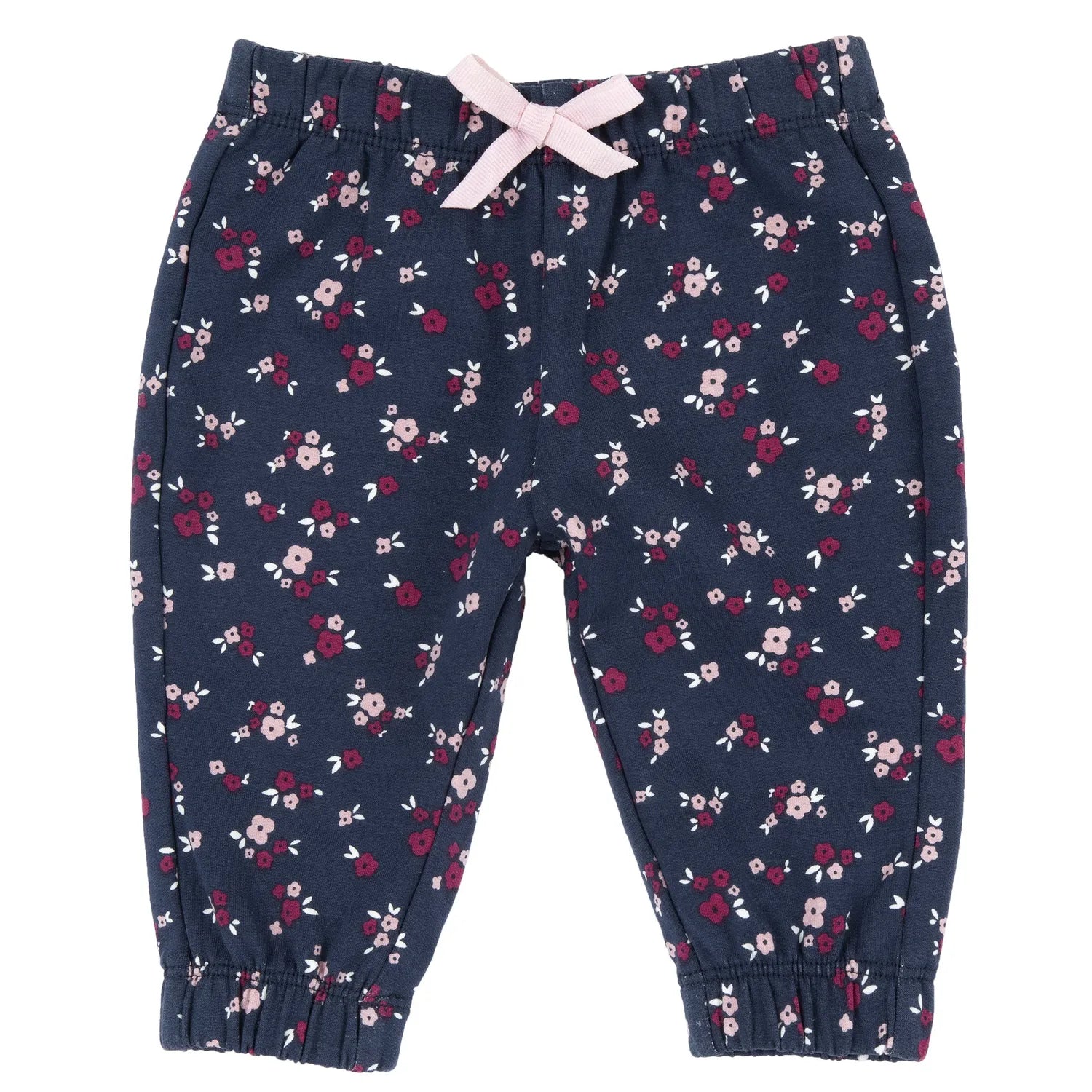 Girls Dark Blue Floral Printed Joggers