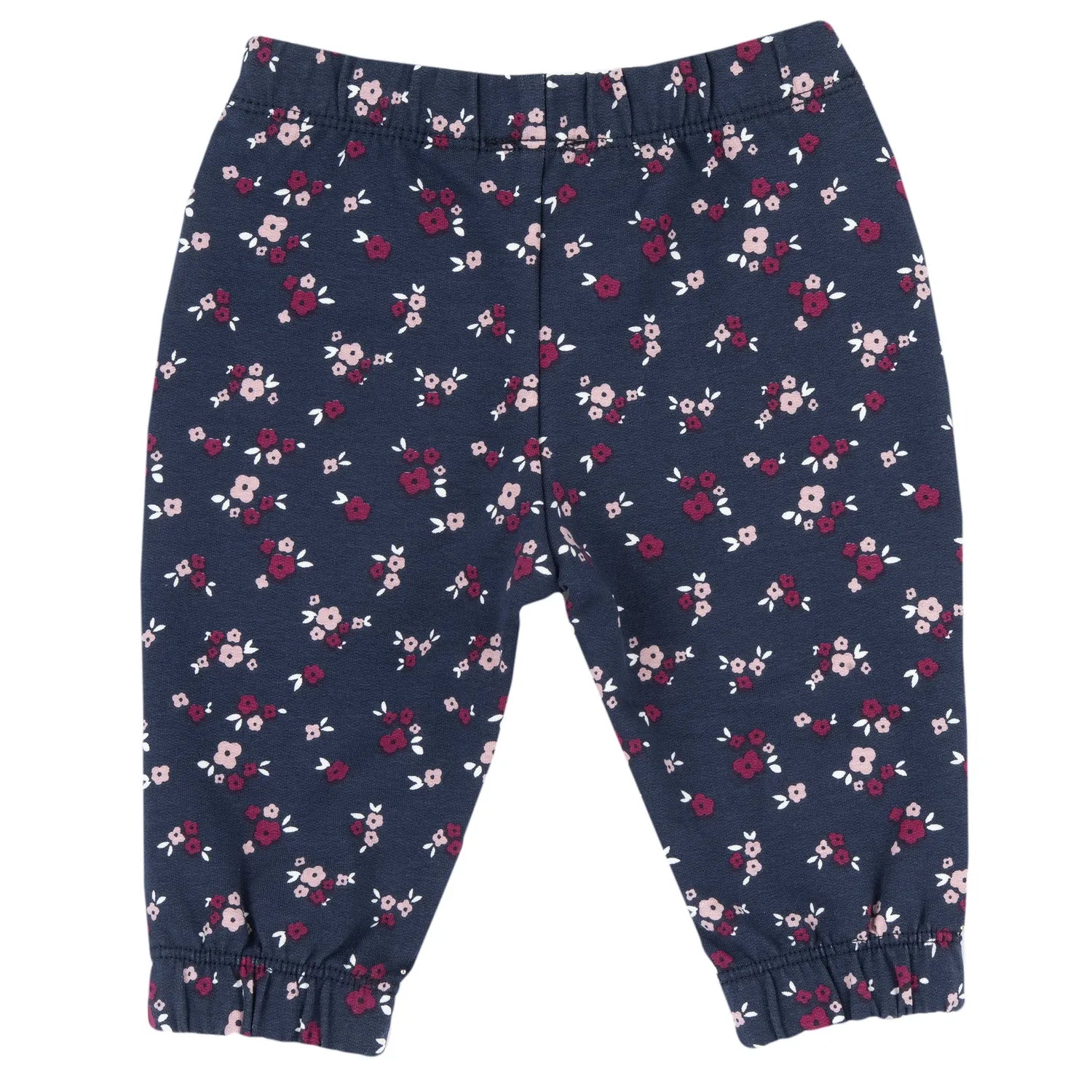 Girls Dark Blue Floral Printed Joggers