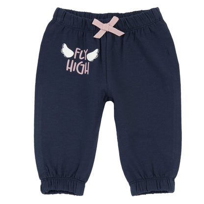 Girls Dark Blue Printed Joggers