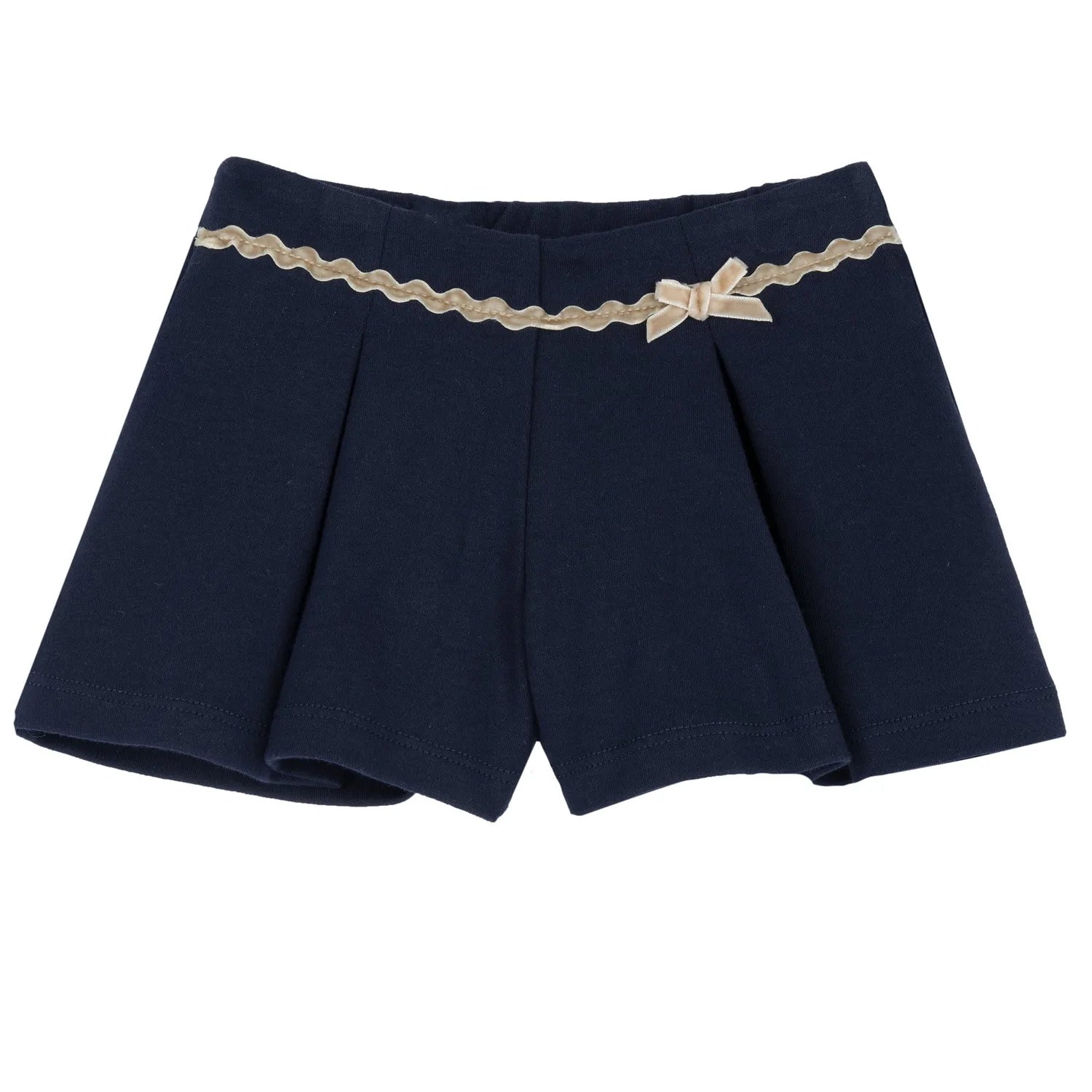 Girls Dark Blue Self Design Shorts