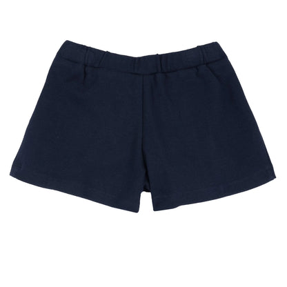 Girls Dark Blue Self Design Shorts