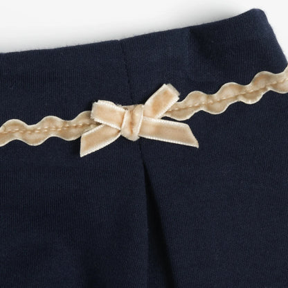 Girls Dark Blue Self Design Shorts