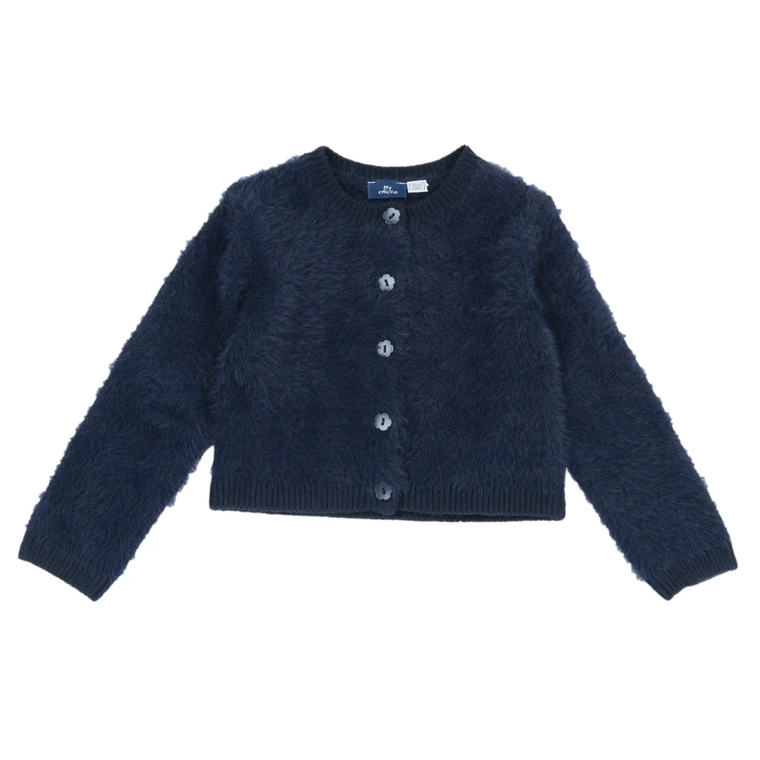 Girls Dark Blue Solid Cardigan