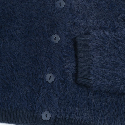Girls Dark Blue Solid Cardigan