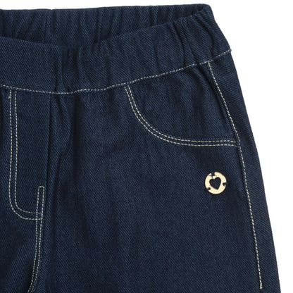 Girls Dark Blue Solid Jeans