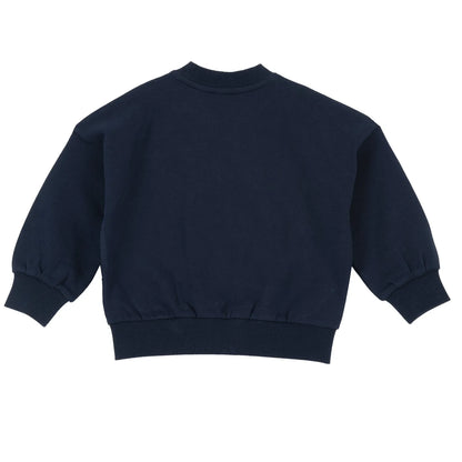 Girls Dark Blue Solid Sweatshirt