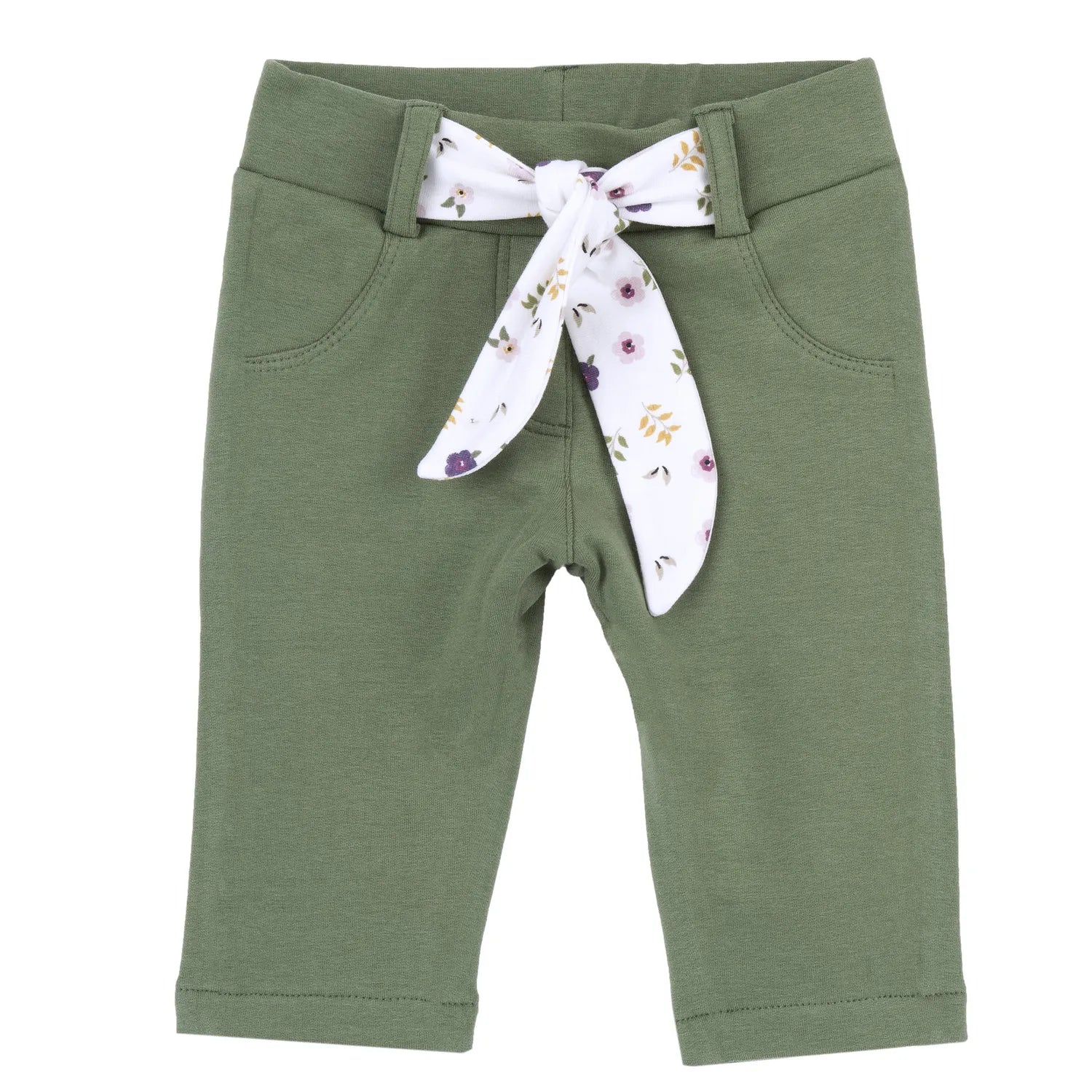 Girls Dark Green Self Design Trouser
