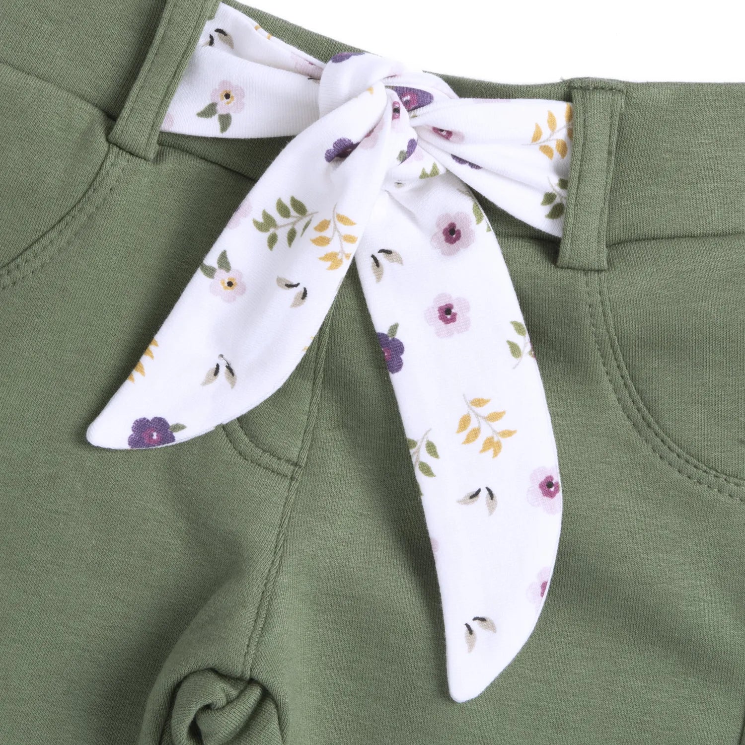 Girls Dark Green Self Design Trouser
