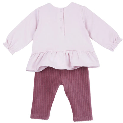 Girls Dark Pink Applique Sweatshirt with Leggings