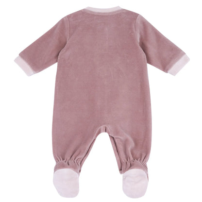 Girls Dark Pink Embroidered Front Opening Babysuit