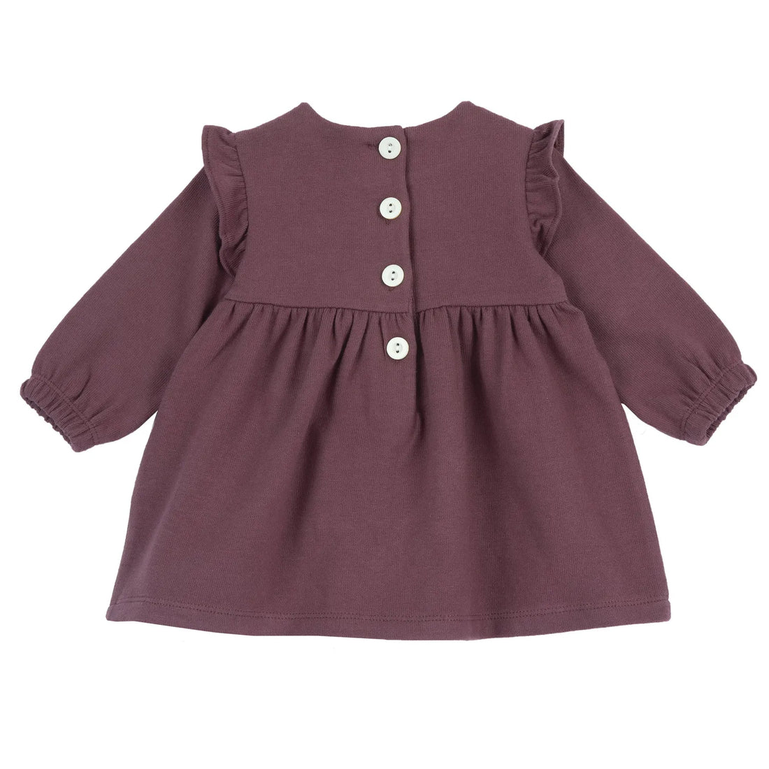 Girls Dark Pink Embroidered Long Sleeve Dress
