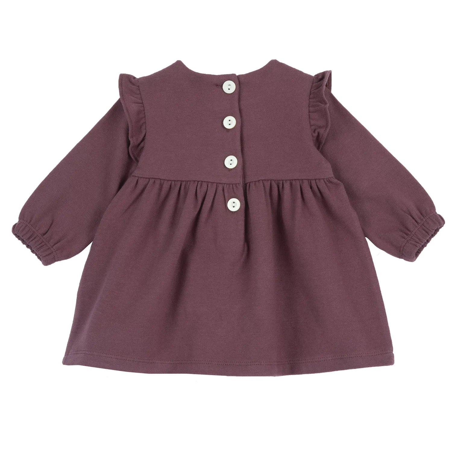 Girls Dark Pink Embroidered Long Sleeve Dress