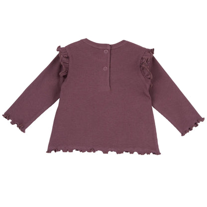 Girls Dark Pink Embroidered Long Sleeve Top