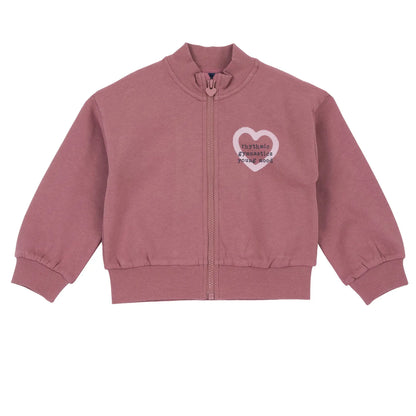 Girls Dark Pink Printed Sweatshirt