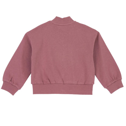 Girls Dark Pink Printed Sweatshirt