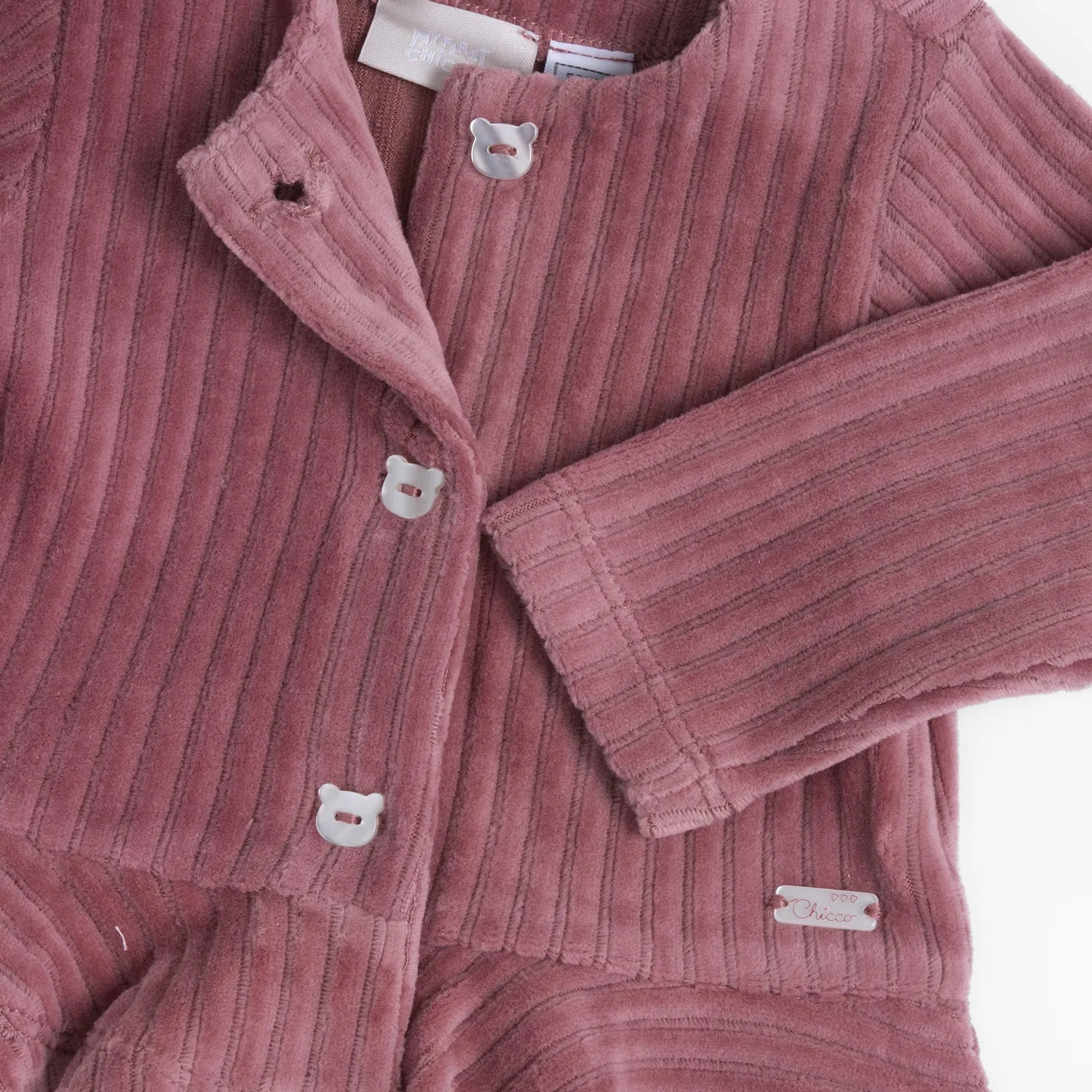Girls Dark Pink Self Design Cardigan
