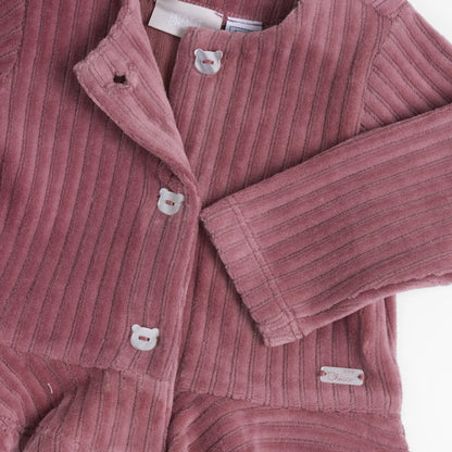 Girls Dark Pink Self Design Cardigan