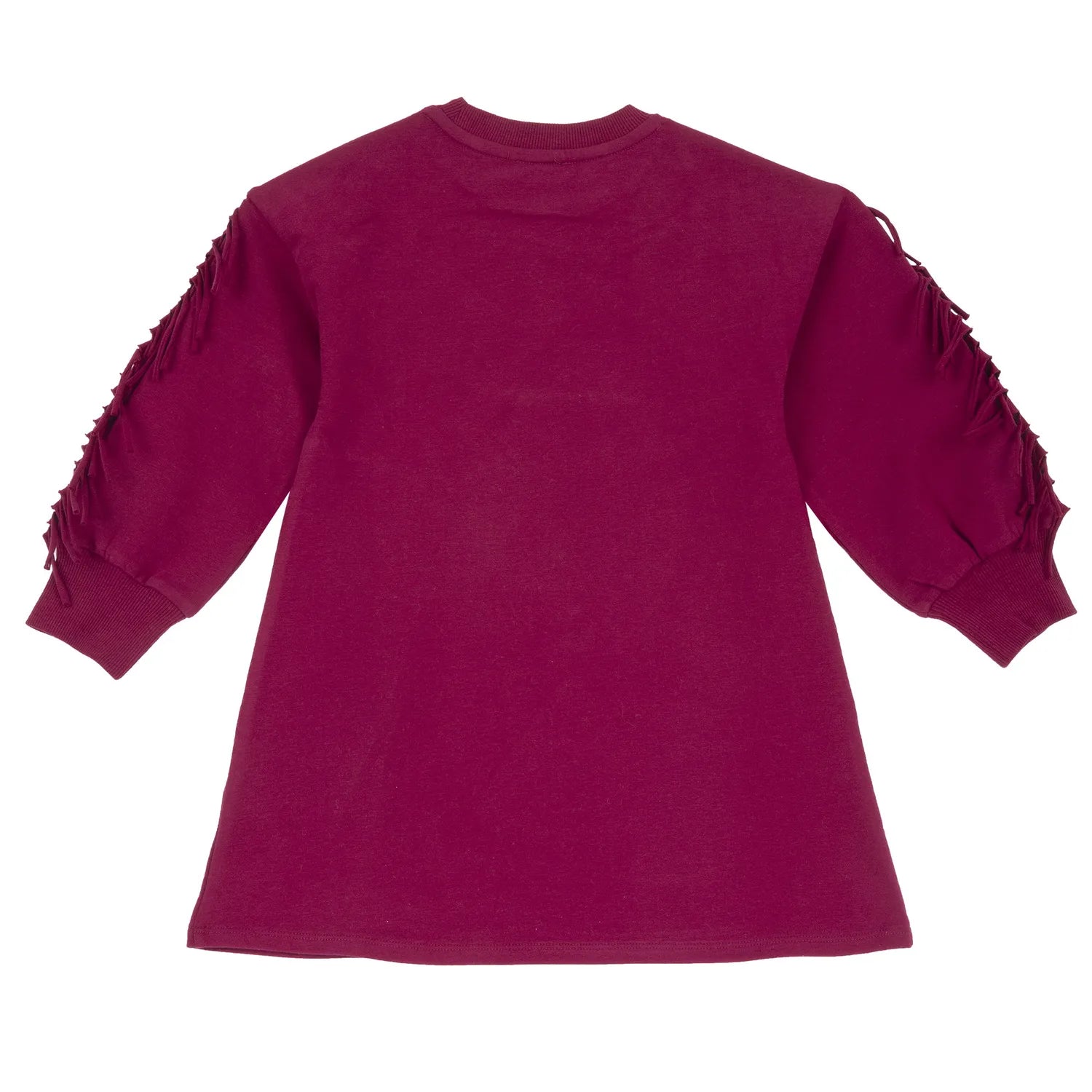Girls Dark Pink Self Design Long Sleeve Dress