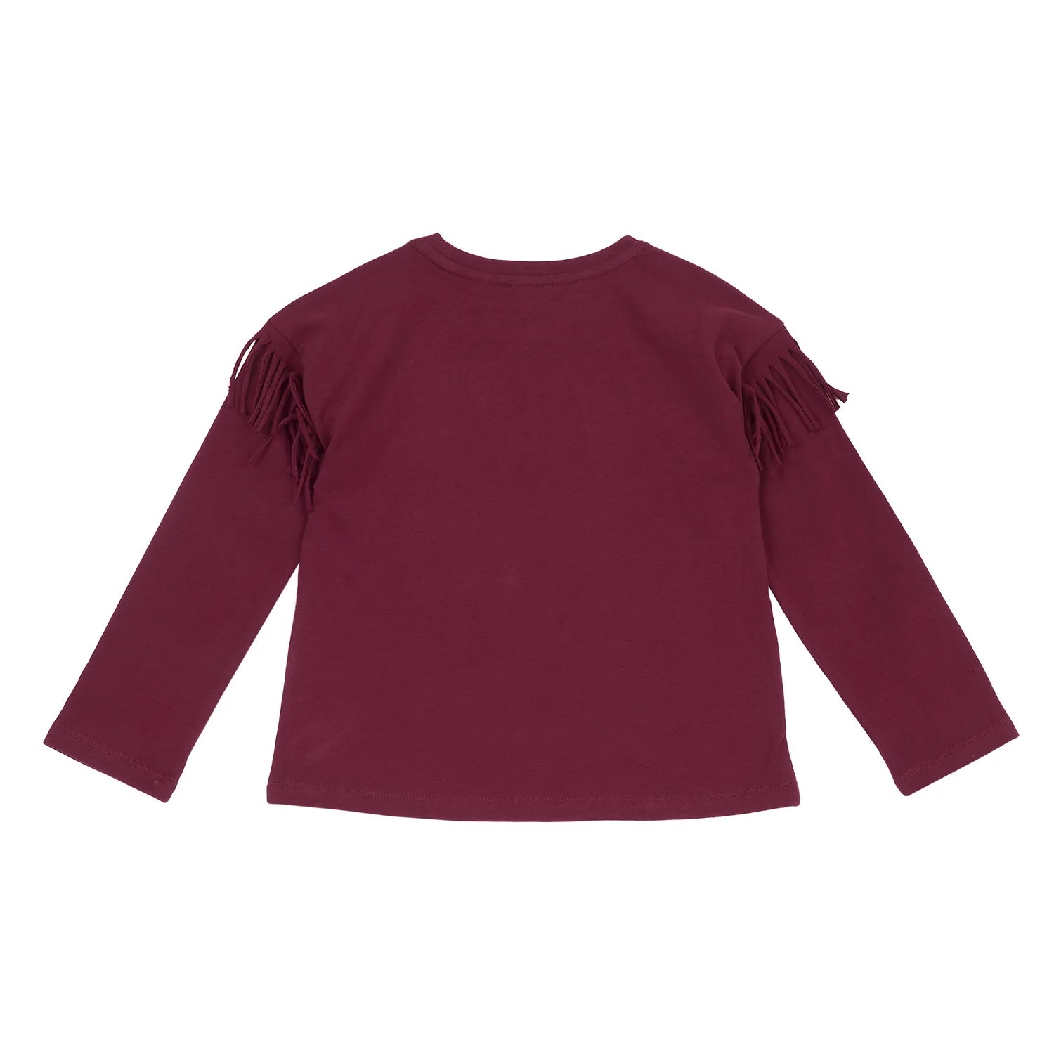 Girls Dark Pink Self Design Long Sleeve T-shirt