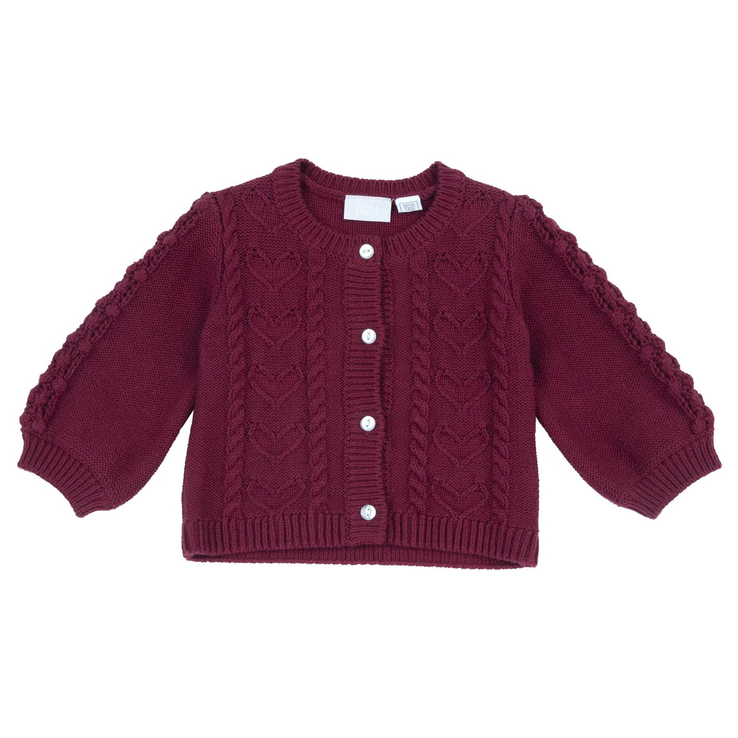 Girls Dark Red Self Design Cardigan