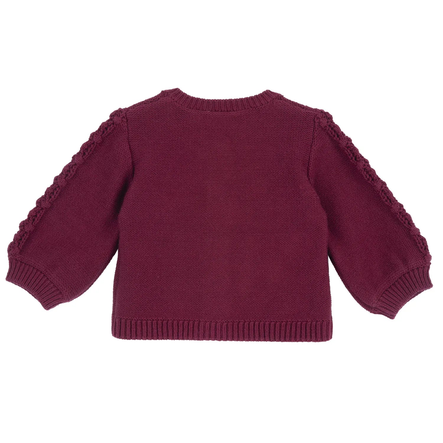 Girls Dark Red Self Design Cardigan