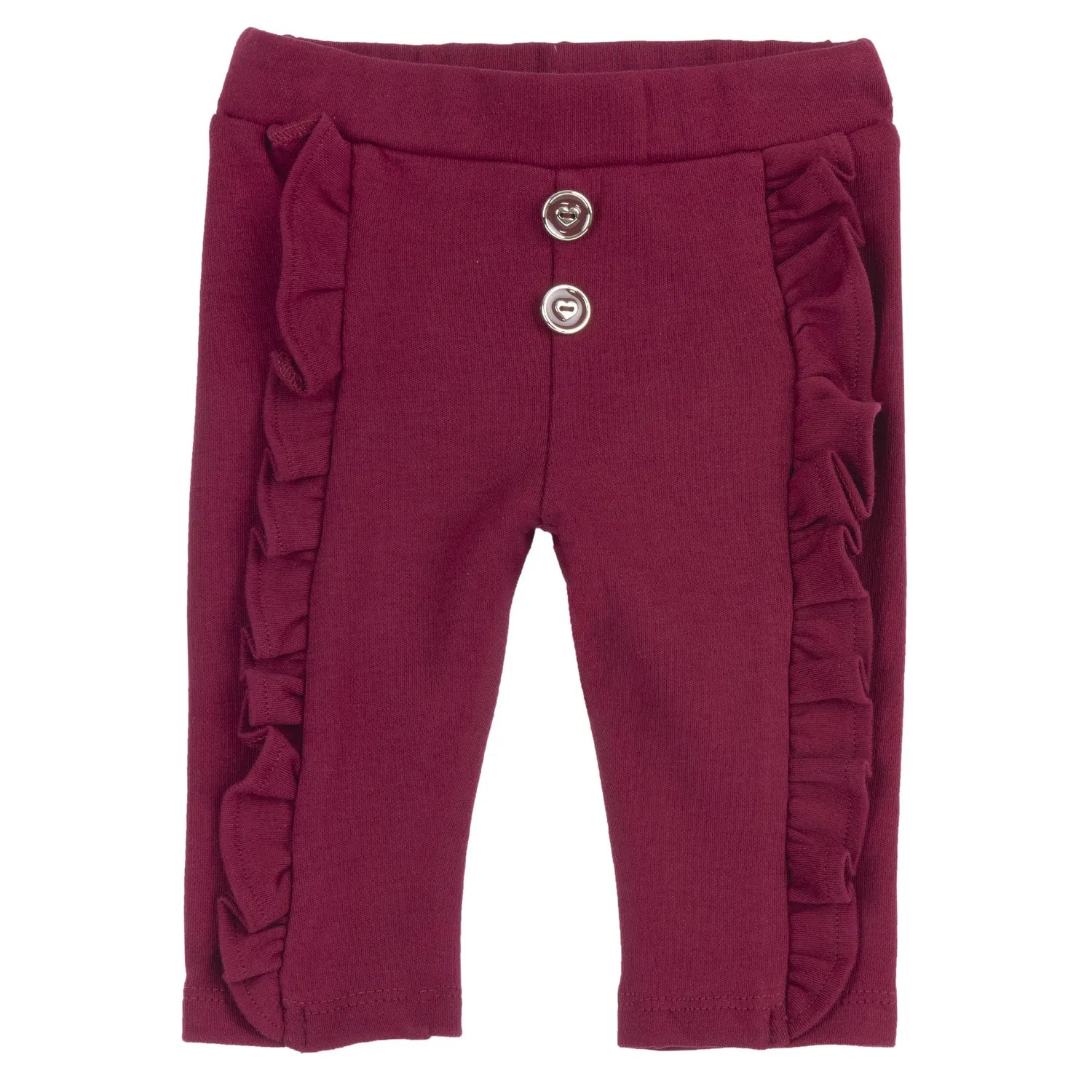 Girls Dark Red Self Design Trouser