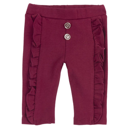 Girls Dark Red Self Design Trouser