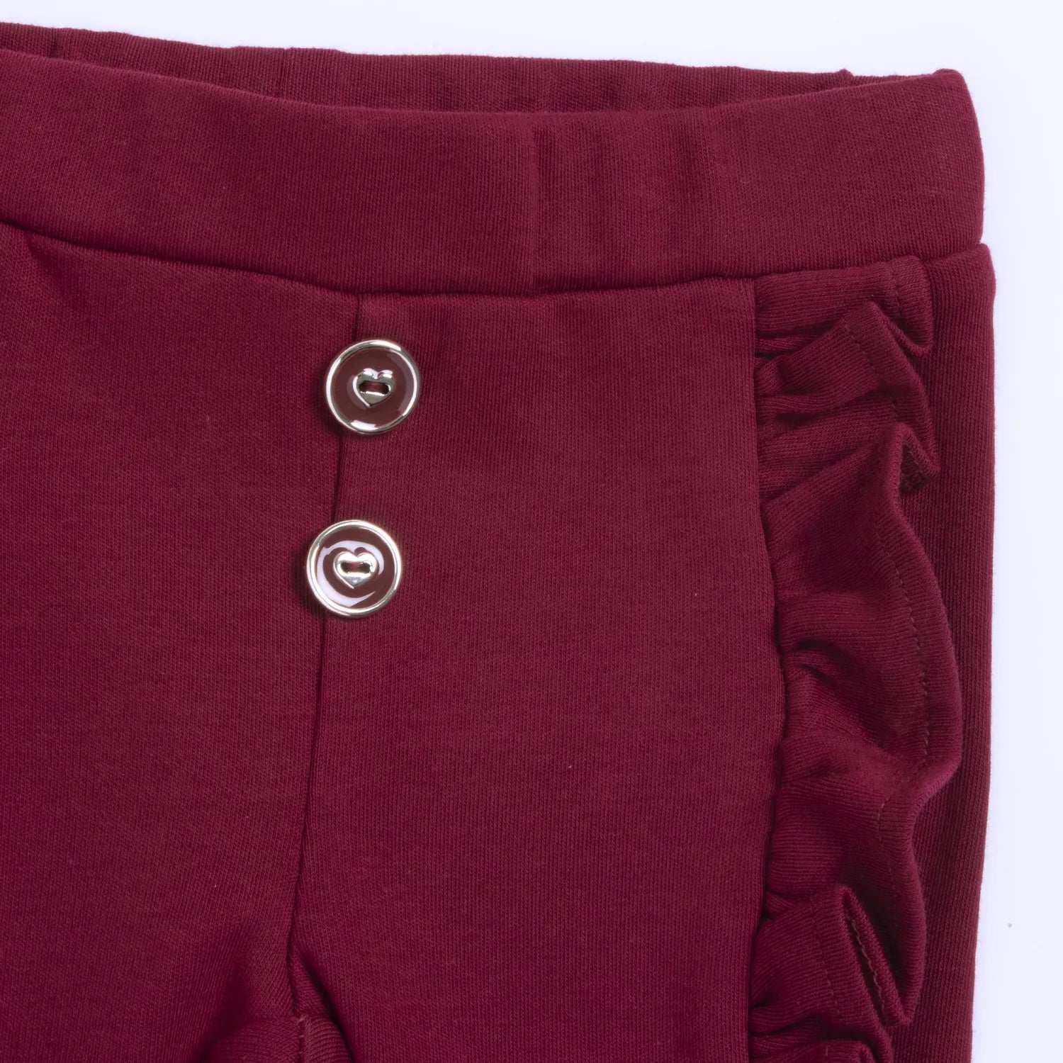 Girls Dark Red Self Design Trouser
