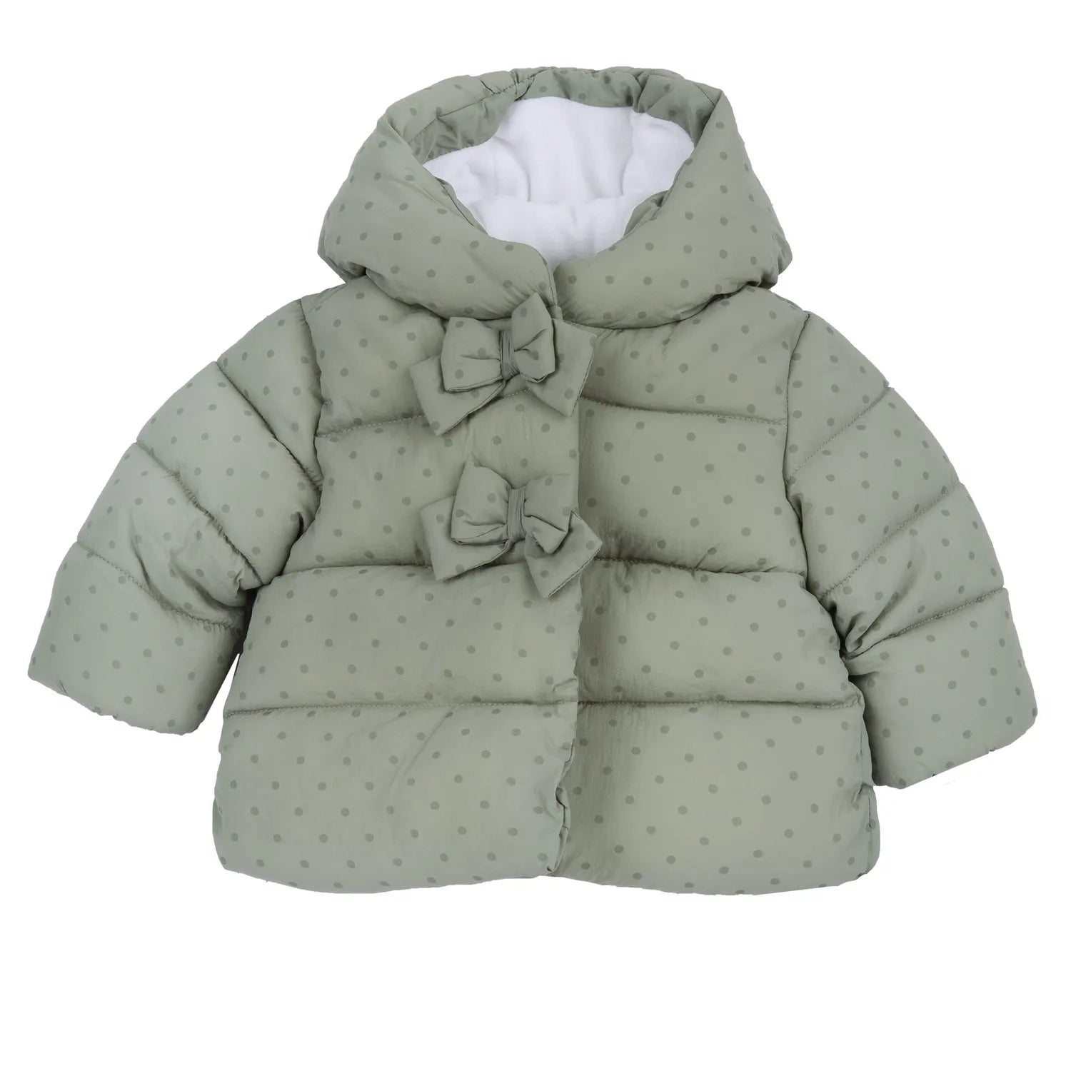 Girls Light Green Embellished Hooded Jacket