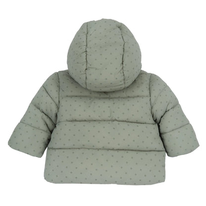 Girls Light Green Embellished Hooded Jacket