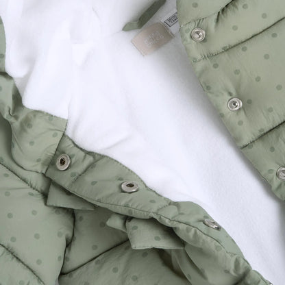 Girls Light Green Embellished Hooded Jacket