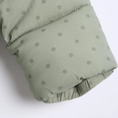 Girls Light Green Embellished Hooded Jacket